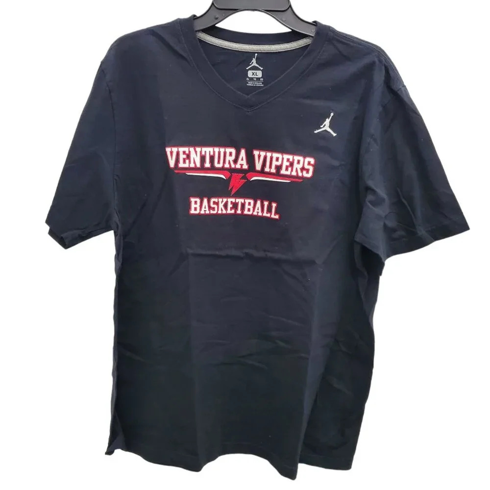 Jordan Ventura Vipers Basketball Embroidered Jumpman‎ V-neck Double Side Tee XL
